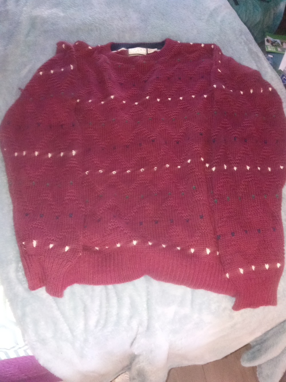 Windsor Burgundy Crewneck Knit Sweater , Vintage Mens Large Sweater